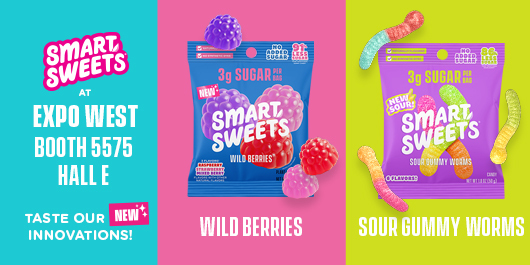 Taste SmartSweets NEW Sour Gummy Worms and NEW Wild Berries at Expo West Booth #5575
