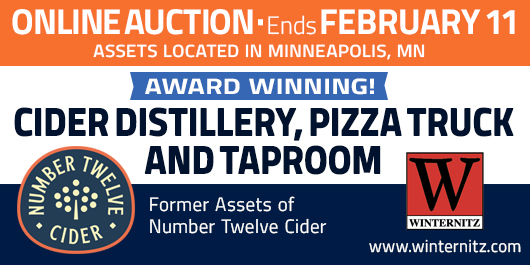 Award Winning Cider Distillery Online Auction Feb. 11, Processing & Pkg., Pizza Truck & More!