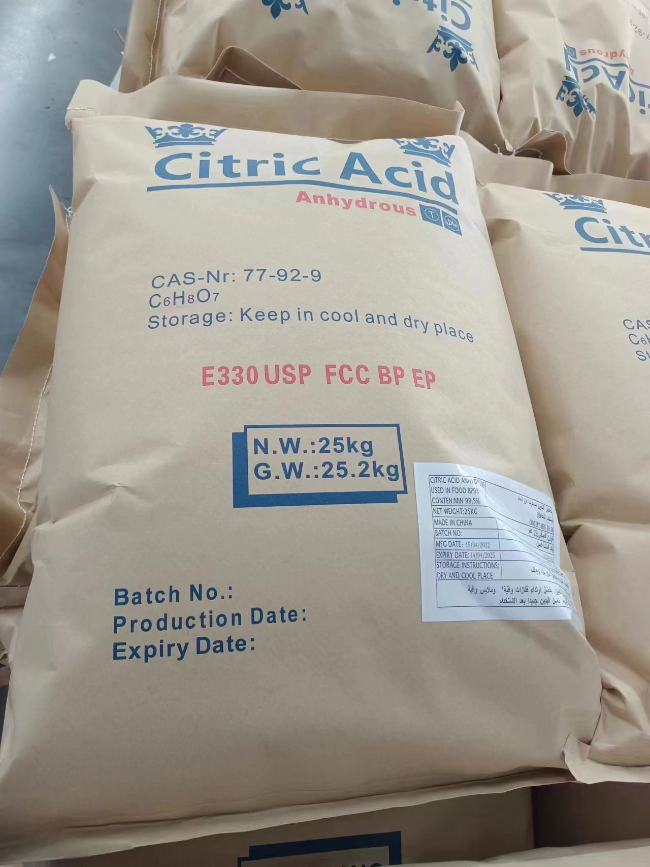 citric acid anhydrous BP/EP/USP/E331