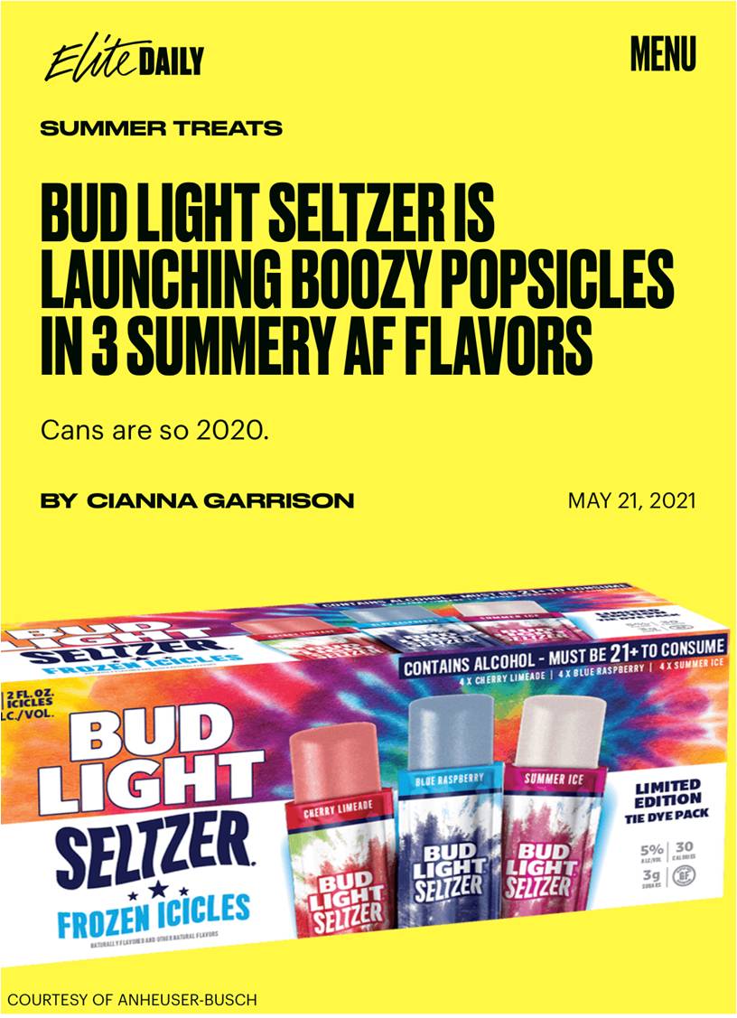 Bud Light Ice Pops