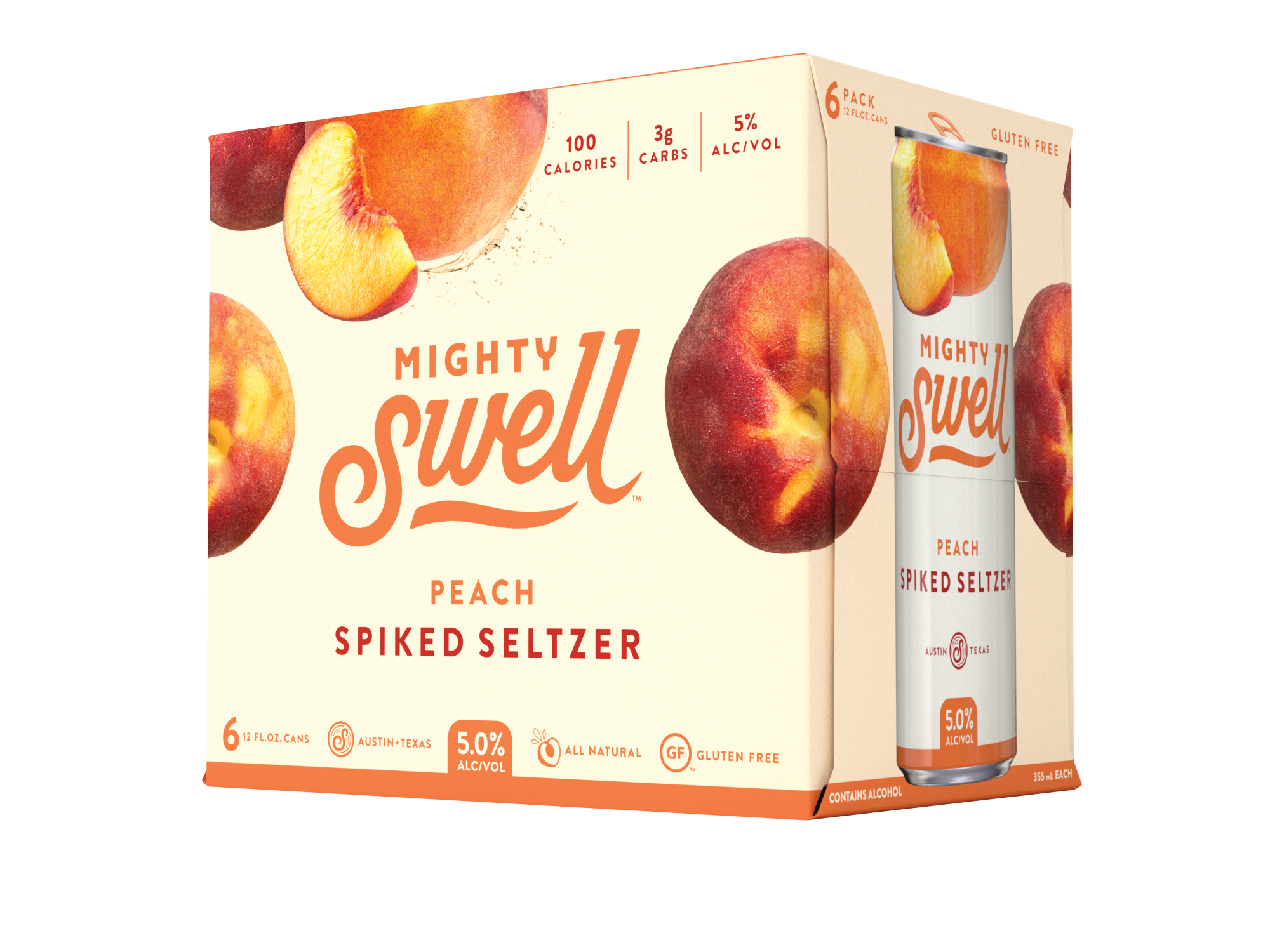 Mighty Swell Peach Spiked Seltzer | 6 Pack