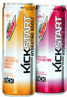 Mountain Dew Kickstart Pineapple Orange Mango and Kickstart Strawberry Kiwi