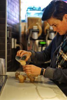 Zoe Feldman pours samples at DRINK.