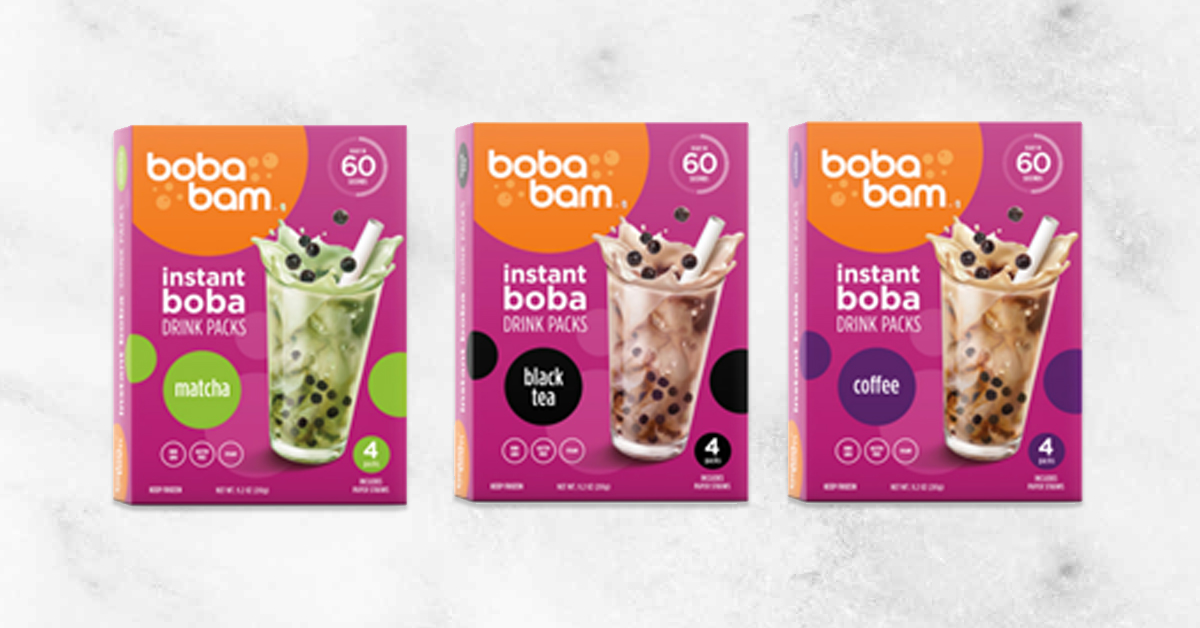 Boba Bam's new product: Matcha, Coffee and Black Tea boba kits.