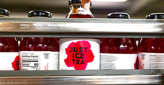 Seth Goldman's Just Ice Tea on the bottling line