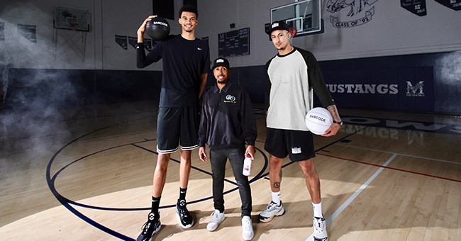 Wembanyama with Barcode founders Mubarak “Bar” Malik and Kyle Kuzma