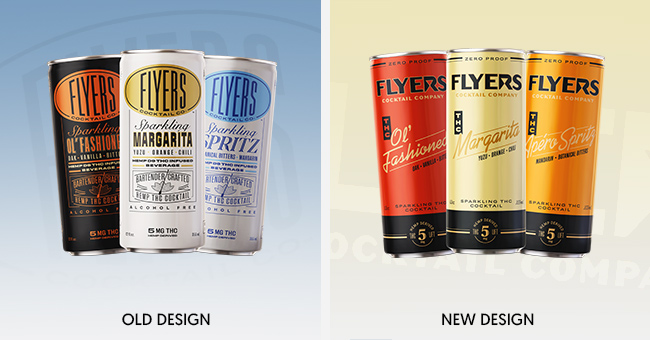 Flyers old packaging compared to its new design