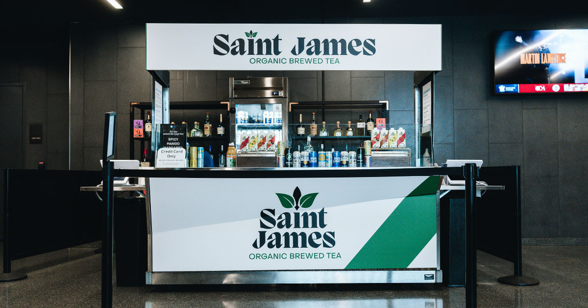 Saint James branded cocktail cart at Barclays