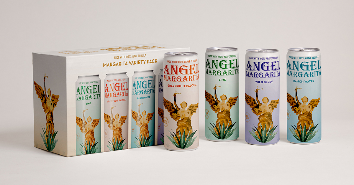 Angel Margarita comes in 12 oz. cans, and will be available in 4-packs for $14.99 and 8-packs for $28.99.