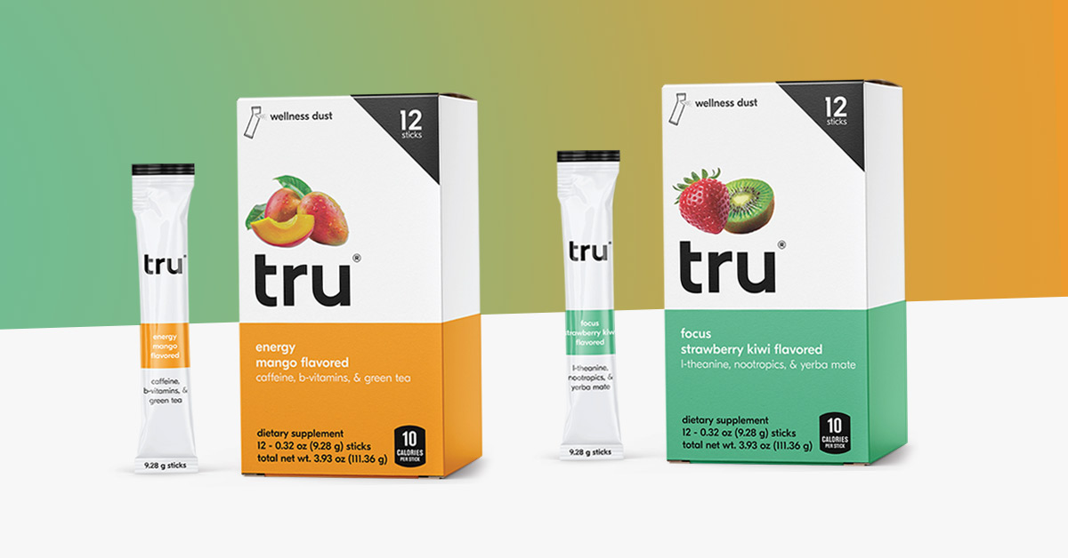Tru's new powdered stick packs