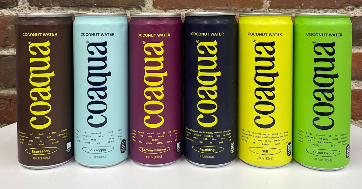 Coacqua coconut water returns with a bold new visual identity and a refined approach to flavored coconut water.